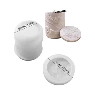 Imagem de Conjunto De Moldes De Silicone Para Vaso Cilíndrico De Concreto Com Ro