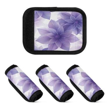 Imagem de Qilmy Beautiful Flowers Bagagem Handle Wrap Pacote com 4 Identificadores de Bagagem Identificadores de Bagagem Capa para Carrinho de Bebê Mala Mala Avião Acessórios de Viagem 1134