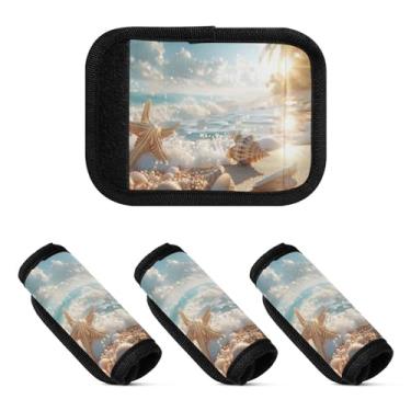 Imagem de Qilmy Pacote com 4 identificadores de bagagem, concha de praia, estrela-do-mar, alças confortáveis, capas para carrinho de bebê, mala de viagem, acessórios de viagem 1920