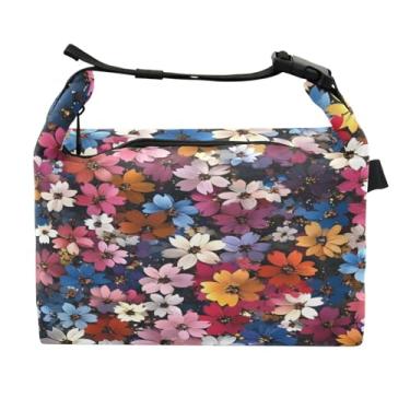Imagem de STAYTOP Lancheira de flores estilo fresco com fivela de alça, lancheira isolada para meninos e meninas, lancheira térmica para trabalho escolar