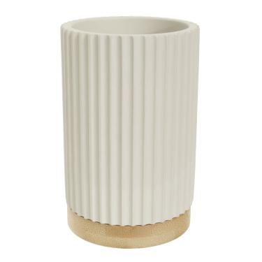 Imagem de Copo Banheiro em Poliresina 10,8x7cm c\Bambu (Bege)