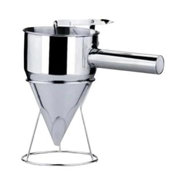 Imagem de Balde De Óleo Grande De Aço Inoxidável 600/1200ML Com Suporte, Funil E