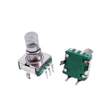 Imagem de SFKGXELS 5 peças EC11 Potenciômetro de volume rotativo de 360° com interruptor de botão codificador 5 pinos 30 posições 15 pulso 12,5 mm