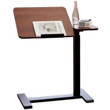 Imagem de ELQ Mesa ajustável sobre a cama com rodízios ocultos, mesa de cama de hospital inclinável com rodas, mesa de laptop com rodinhas para casa, escritório, estudo, nogueira (70 cm L x 40 cm)