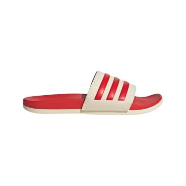 Imagem de adidas Sandália Adilette unissex para adultos, Wonder White/Vivid Red/Gold Metallic, 10 Women/9 Men