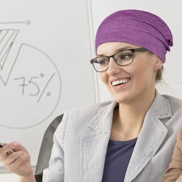 Imagem de 1 pç chapéu de malha de algodão Slok crochê primavera feijão hip hop bolsa de esqui feijão unissex chapéu esportivo roxo