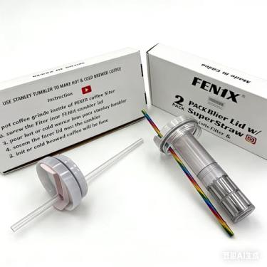 Imagem de FEN1X Pacote com 2 tampas de copo com filtro de café e super canudo, serve para copo Stanley Quencher H2.0 FlowState de 1,134 g para fazer café frio e quente (quartzo rosa 2.0)