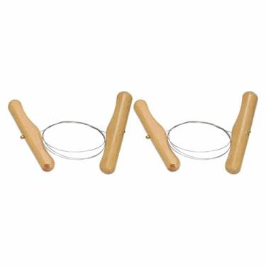 Imagem de HARFINGTON Ferramenta de arame de cerâmica 2 peças 55 cm padrão cortador de fio de argila ferramentas de cerâmica com cabo de madeira de faia para corte de argila esculpir ferramentas de massa de