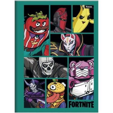 Imagem de Caderno Brochura 1/4 Capa Dura Fortnite 80 Folhas Pacote com 5 - Foron