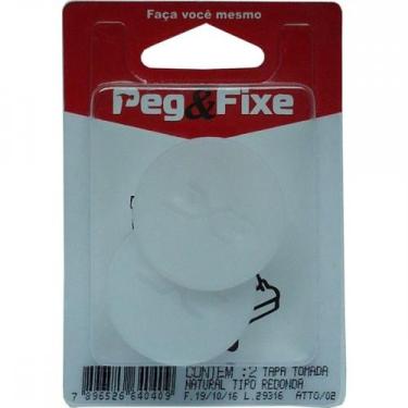 Imagem de Cartela Protetor Tomada Peg&Fixe Redondo 2 Pecas Atto/02 - FIXTIL