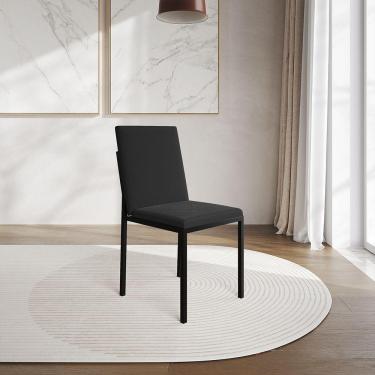 Imagem de Cadeira De Jantar Estofada Mônaco Veludo Preta - Cor: Preto