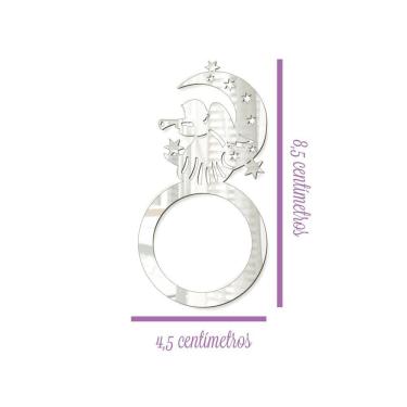 Imagem de Porta Guardanapo Anjo De Natal Espelhado Kit Com 4 Peças 4,5cmx8,5cm - Cria Arte Laser Dourado