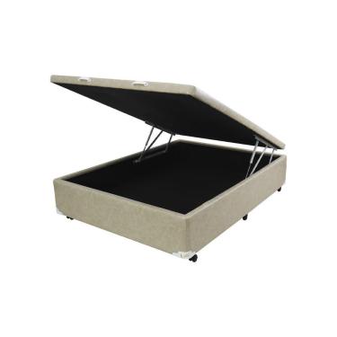 Imagem de Cama Box Baú Castor Casal Premium Kansas Bege 138x188x35cm