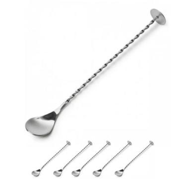 Imagem de Kit 5 Colheres Bailarina para Drinks com Ponteira Disco - Unyhome