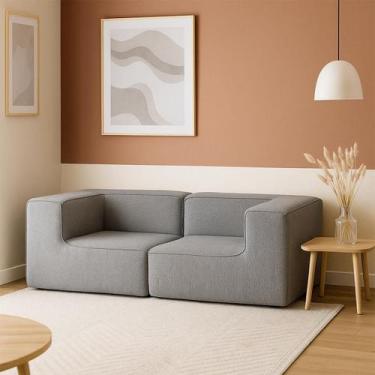 Imagem de Sofá Modular Flow 2 Lugares 2 Braços Inflow Bouclé Cinza Linho Vem Na 