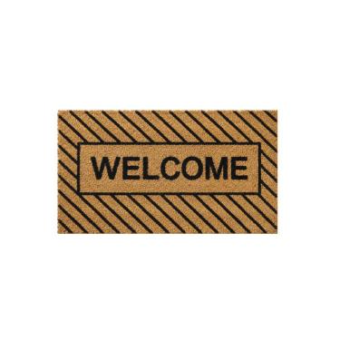 Imagem de Capacho Retangular Fibra De Coco Base PVC 60x33cm - Welcome Listras