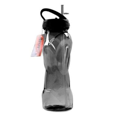 Imagem de Garrafa de água c/ Canudo 600ml Em Plástico - Saz Utilidades, Preto