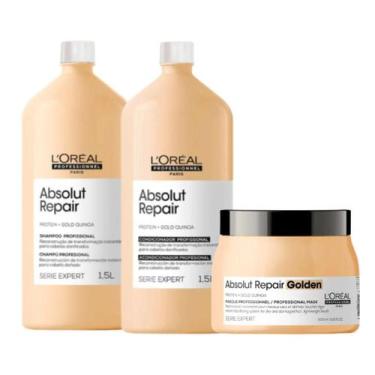 Imagem de Kit loreal absolut repair gold light shampoo 1500ml e condicionador 15