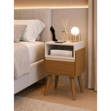 Imagem de Mesa de Cabeceira Evora Pés Palito Nature / Off white - Comprar moveis