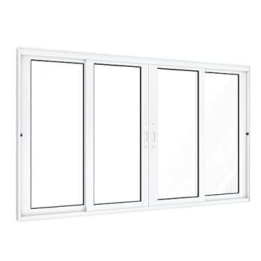 Imagem de Janela de Correr Alumínio Central 2 Folhas Móveis 2 Fixas Lucasa Eccellente 120cmx150cm Branco