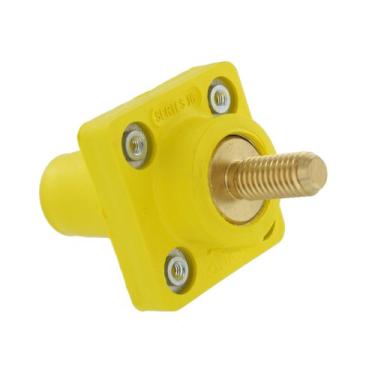 Imagem de Leviton Receptáculo de painel fêmea 16R26-11Y, PEMS, tipo Cam, pino roscado de 3,125 cm, número 2, 4/0 AWG, 400A, nariz afunilado, tipo 3R, 7,6 cm, amarelo