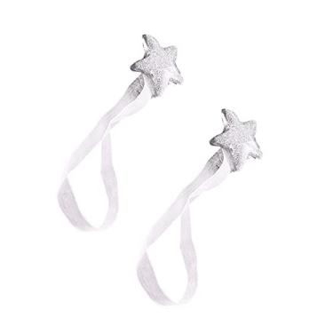 Imagem de peças prendedor de cortina magnético em forma de estrela amarração de cortina de amarração para loja em casa (prata), prata