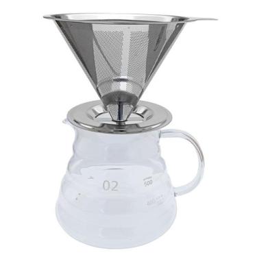 Imagem de Conjunto De Preparo De Café Com Jarra De Vidro 600ml E Filtro Inox 103