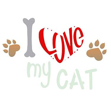 Imagem de Stencil de Acetato para Pintura OPA Simples 15 x 20 cm - 2209 Pet I Love My Cat