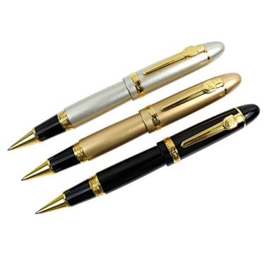 Imagem de zoohot Jinhao 159 canetas esferográficas de tinta líquida com acabamento dourado, 3 peças em 3 cores (0,7 mm)