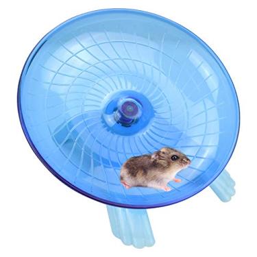 Imagem de Nanaborn Disco de roda de hamster spinner silencioso/exercício silencioso corredor voador para hamster anão/rato gerbil/gaiola pequena (azul)