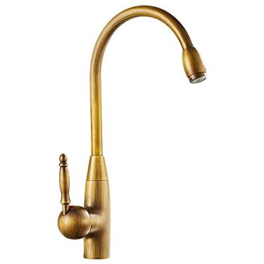 Imagem de LIDON Torneiras de pia de cozinha latão torneira de cozinha antigas torneiras de pia de cozinha latão torneira de cozinha vintage torneira de cozinha 360° giratório para lavatório, antigo D (cor: antigo C)