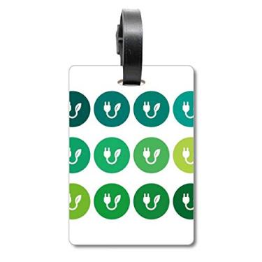 Imagem de Cabo de carregamento de folhas verdes padrão mala etiqueta cartão de bagagem, etiqueta para pendurar Scutcheon