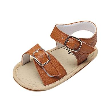 Imagem de Chinelo infantil para quarto infantil meninos meninas sapatos de dedo aberto primeiros andadores sapatos verão criança sandálias planas menino praia, Marrom, 6-12 Meses