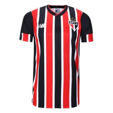 Imagem de Camiseta New Balance Away Spfc 2024 Torcedor Vermelho Branco E Preto -