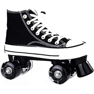 Imagem de Patins para mulheres e homens, patins para mulheres, patins de duas fileiras de lona para adolescentes com estilo de sapato de cano alto para adolescentes e jovens, D,36