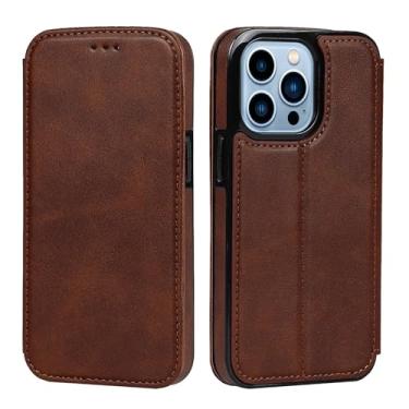 Imagem de TONEDY Capa carteira para iPhone 15/15 Pro/15 Plus/15 Pro Max, capa magnética de couro flip com compartimentos para cartões, suporte, proteção para câmera, TPU à prova de choque, capa interna, marrom,