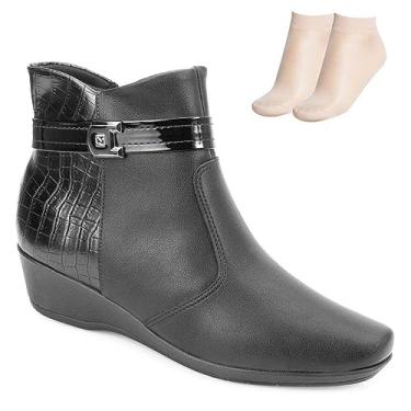 Imagem de Bota Feminina Anabela Médio Fivela Preto Piccadilly 143194