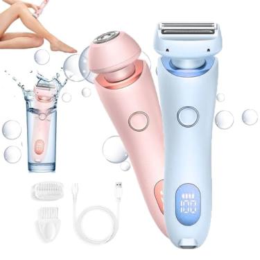 Imagem de YYGJYGOO Máquina de barbear Dusk para mulher, Silky Glide Pro 3.0, 2 em 1, sem dor, recarregável, rápida e eficaz, suave com a pele, ideal para mulheres (rosa azul)
