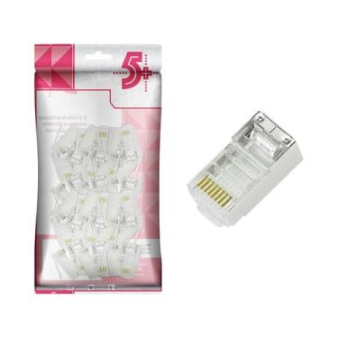 Imagem de Kit Com 100 Conectores Cat5e Rj45 Blindado Para Cabo De Rede - 5+