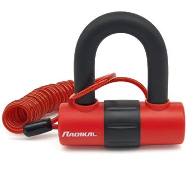 Imagem de RADIKAL RK72 Motocicleta Mini U Lock Ø14 Função Dupla Desrelógio ou Cadeado, Cabo de Lembrete, Universal