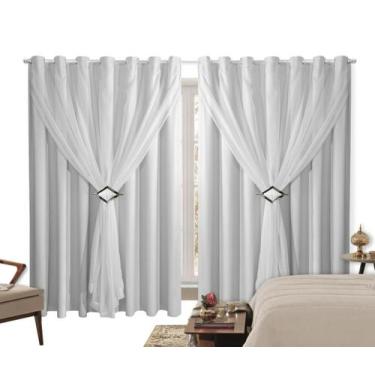 Imagem de Cortina Corta Luz 4,00m X 2,30m Com Voil Branco Para Sala Ou Quarto - 