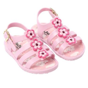 Imagem de Sandália infantil papete 3flores calçados menina juju shoes, Rosa bb, 