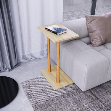 Imagem de Mesa Lateral Alla 68cm X 45cm X 30cm Natural Tawary