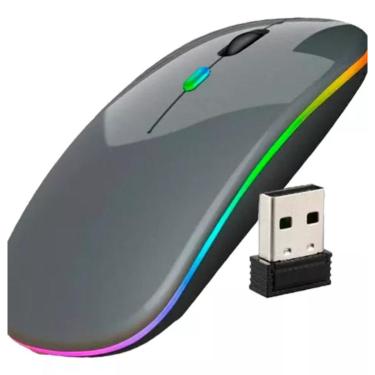 Imagem de Mouse Sem Fio Led Optico Recarregável Wireless 2.4GHz Cinza-Unissex