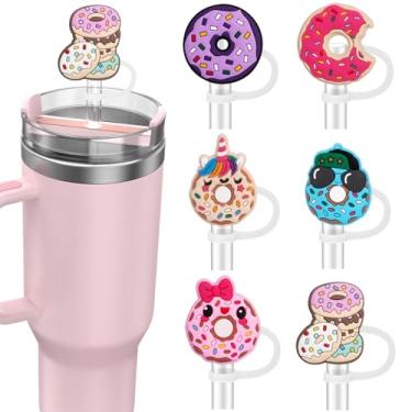 Imagem de Tampas de canudo para copo Stanley de 890 ml/1200 ml, tampas charmosas de silicone à prova de vazamento, 10 mm, acessórios de copo Stanley, 6 unidades, donut