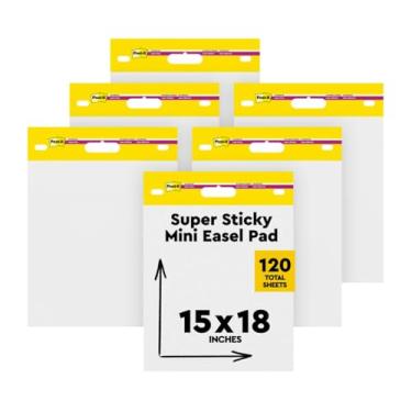 Imagem de Post-it Mini cavalete super pegajoso, 38 x 45,7 cm, 20 folhas/bloco, 6 blocos, papel branco premium autoadesivo, ótimo para professores e estudantes virtuais (577SS)