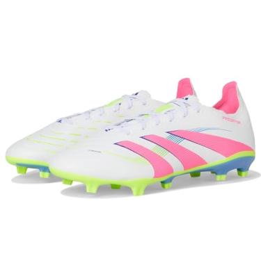 Imagem de adidas Tênis unissex League Firm Multi Ground Soccer Cleats, Branco/rosa lúcido/limão lúcido, 12.5 Women/11.5 Men