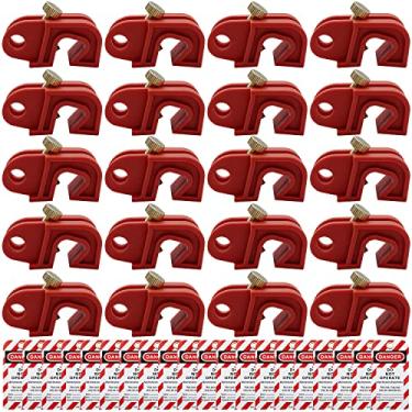 Imagem de SAFBY Dispositivo de bloqueio de disjuntor – Kit de identificação de bloqueio, 20 peças, bloqueio de disjuntores, elétrico universal para estação Loto (20 unidades universais de polos únicos e