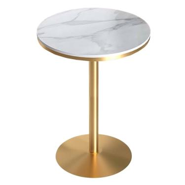 Imagem de Mesa de bar redonda, balcão de pub, mesa de coquetel com tampo de mármore e base de metal para sala de jantar, bistrô, cozinha e ilha
