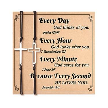 Imagem de Tarsus Pulseira de cruz para mulheres, presentes religiosos para mulheres, presentes cristãos para mulheres, homens, amigos, família, adolescentes, 9 inches, Aço inoxidável, Sem pedras preciosas